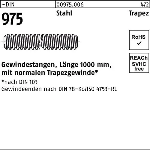 Gewindestange DIN 975 Trapezgewinde TR 40x 7x 1000mm Stahl 1 Stück Preis Gesenkt