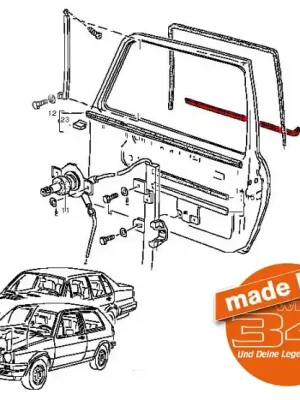 Außenschachtdichtung, vorne links, für 2- und 4-Türer, passend für Golf II und Jetta II Knallerangebot
