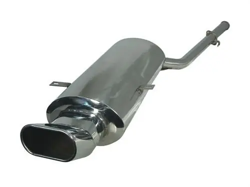 Zertifiziert Edelstahl-Endschalldämpfer Golf IV / Beetle -110 KW, oval DTM-Look, 50mm Anschluss, mit ABE