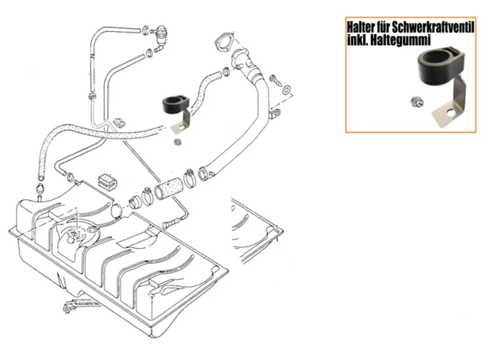 Halter für Schwerkraftventil - Tankentlüftung inkl. Haltegummi Beliebt