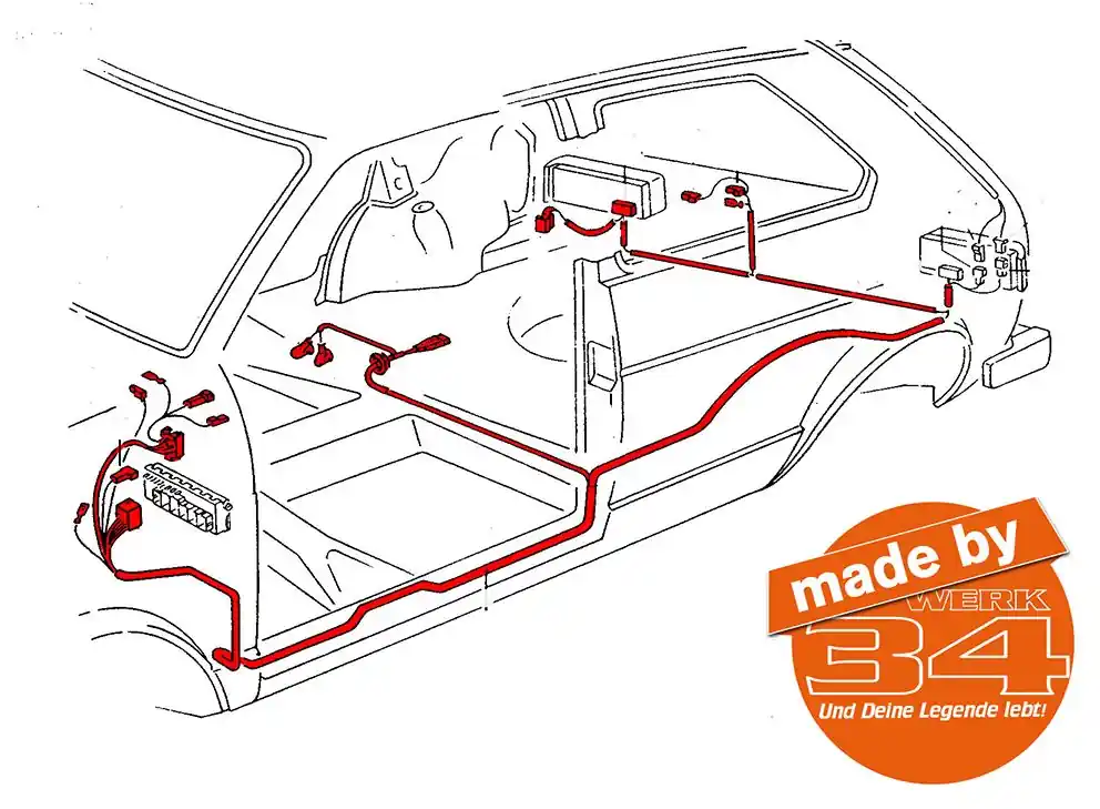 Expressversand Kabelbaum hinten, passend für Golf I GTI 1.6 Baujahr 08/79-07/82